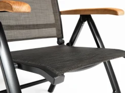 MEMPHIS Multipositionssessel Aluminium Outdoorgewebe anthrazit/bronze Teak