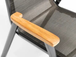 MEMPHIS Stapelsessel Aluminium Outdoorgewebe anthrazit/bronze Teak