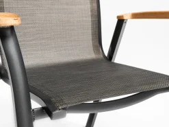 MEMPHIS Stapelsessel Aluminium Outdoorgewebe anthrazit/bronze Teak