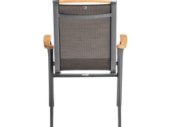 MEMPHIS Stapelsessel Aluminium Outdoorgewebe anthrazit/bronze Teak