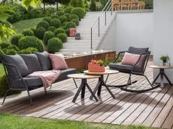 Odea 3-Sitzer Lounge Sofa schwarz matt Kordel pepper
