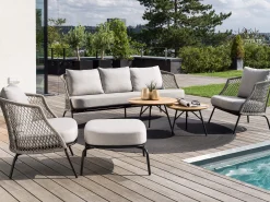 Odea 3-Sitzer Lounge Sofa schwarz matt Kordel salt