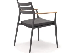 Pia Stapelsessel Alu anthracite mit Teak-Armlehne inkl. Sitzpolster