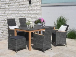Polyrattan Gartenhocker Long Island stone