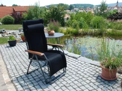 Relaxliege Oasi Daydreamer XL 3D-Mesh Black Holzarmlehnen