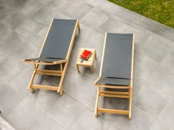 Roble Holz Gartenliege Adjustable Sling Charcoal