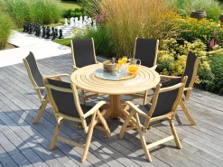 Roble Holz Gartenstuhl Sling Recliner Charcoal
