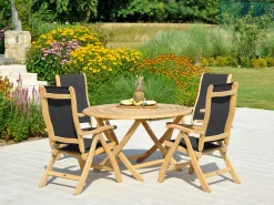 Roble Holz Gartenstuhl Sling Recliner Charcoal