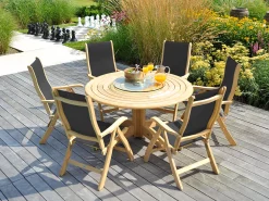 Roble Holz Gartentisch Bengal Pedestal Ø145cm