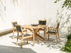 Roble Holz Gartentisch Tivoli X-Leg Ø125cm