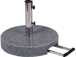 Schirmständer 45kg Granit dunkelgrau Ø50cm Teleskopgriff & Rollen