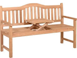 3-Sitzer Teakholz Gartenbank Brighton mit Klapptisch