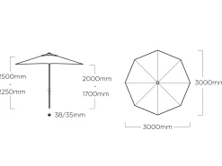 Sonnenschirm Easy-Push Ø300cm silber/charcoal