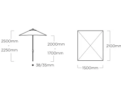 Sonnenschirm Easy-Push 150x210cm silber/taupe