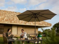 Sonnenschirm mit Kurbel VITA® Torna Aluminium seidengrau