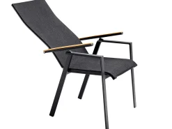 Soul Verstellsessel hoch anthracite mit Teak-Armlehne