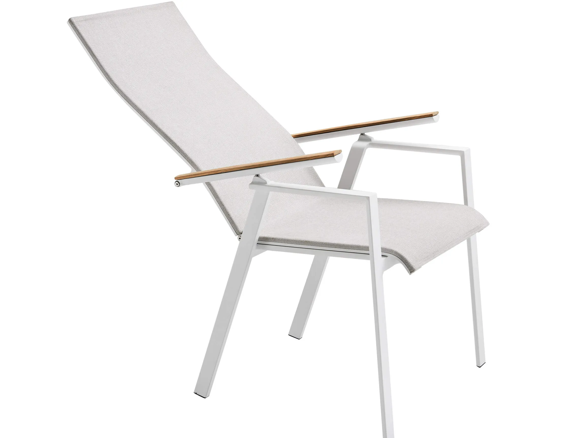 Soul Verstellsessel hoch white mit Teak-Armlehne