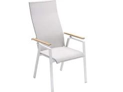 Soul Verstellsessel hoch white mit Teak-Armlehne