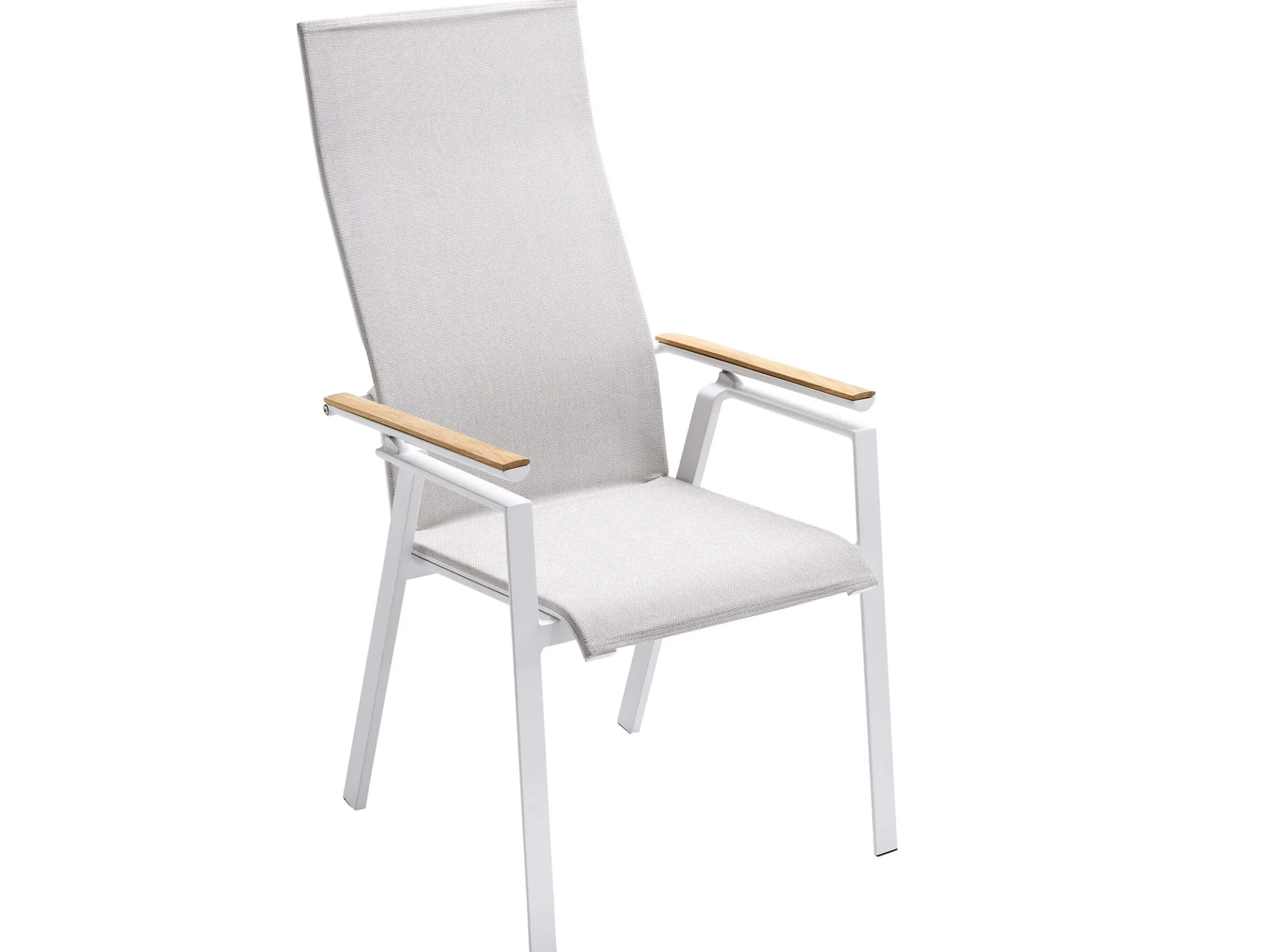 Soul Verstellsessel hoch white mit Teak-Armlehne