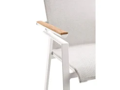 Soul Verstellsessel hoch white mit Teak-Armlehne