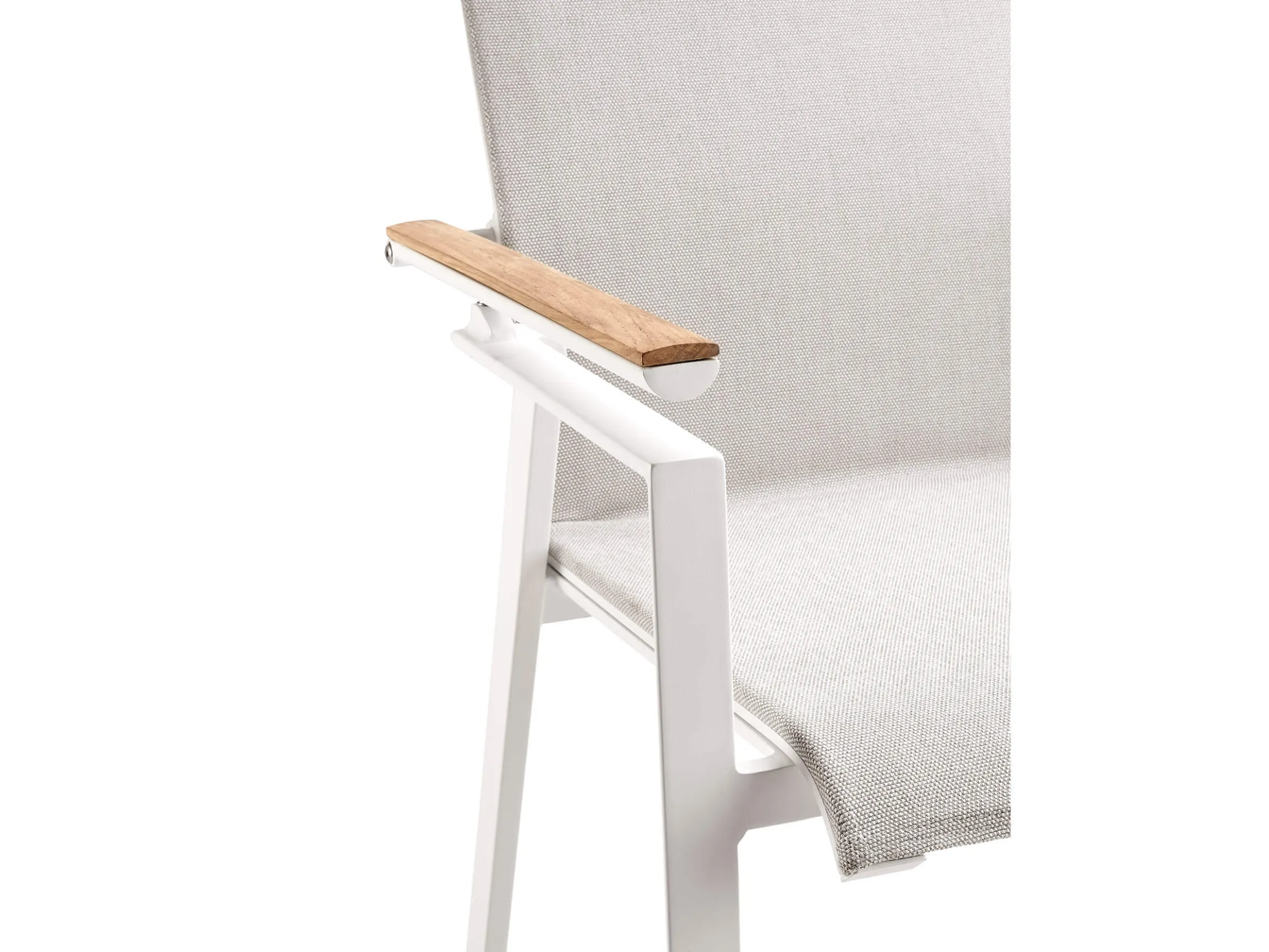 Soul Verstellsessel hoch white mit Teak-Armlehne