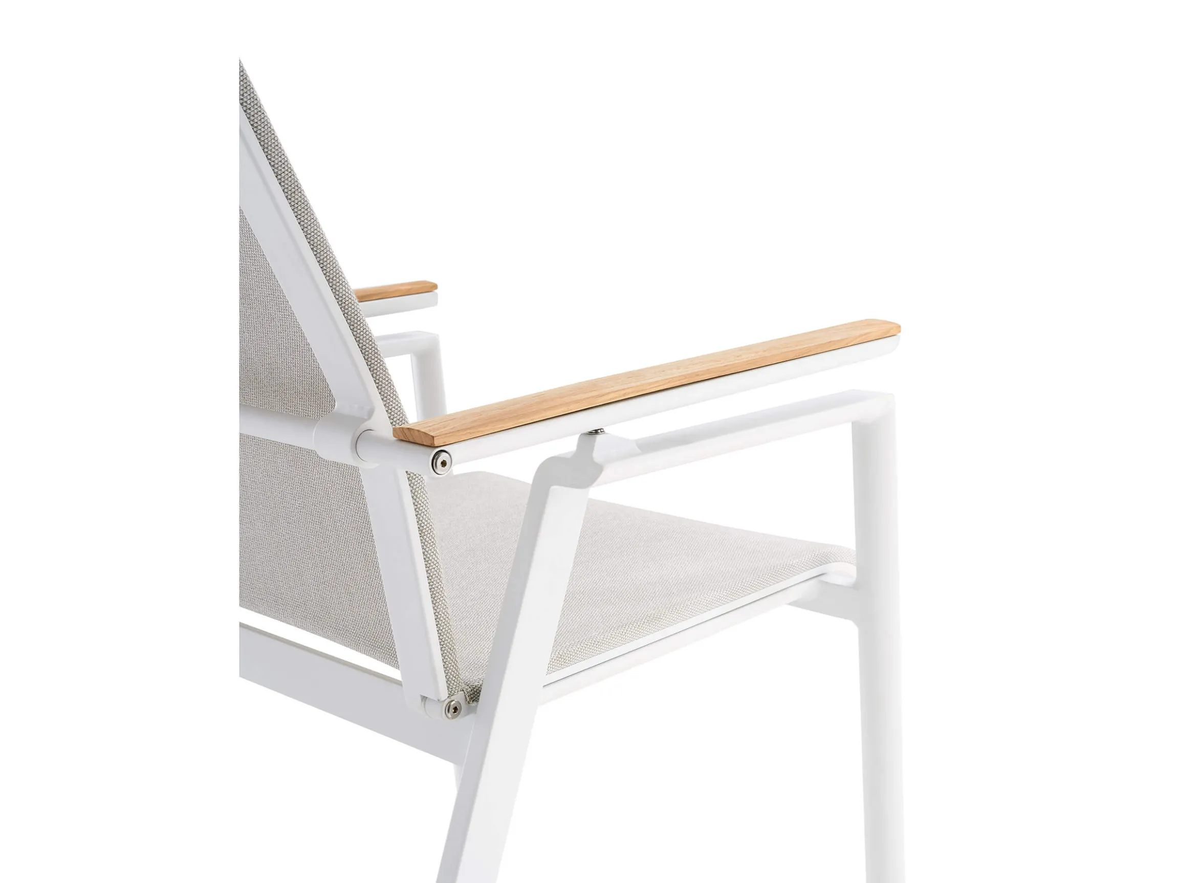 Soul Verstellsessel hoch white mit Teak-Armlehne