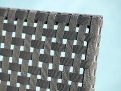 Stapelsessel Lucy Alu anthrazit Kordel Platin Teak-Armlehnen