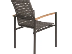 Stapelsessel Lucy Alu anthrazit Kordel Platin Teak-Armlehnen