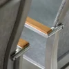 Stapelsessel Mika Teak Edelstahl Textilenbezug Leinen grau