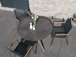 Stapelsessel Oriental Edelstahl carbon grey Teakholz