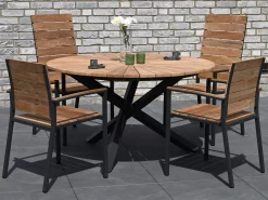 Stapelsessel Valis Highback Teakholz Edelstahl anthrazit