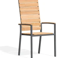Stapelsessel Valis Highback Teakholz Edelstahl anthrazit