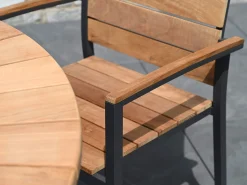 Stapelsessel Valis Highback Teakholz Edelstahl anthrazit