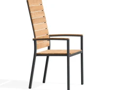 Stapelsessel Valis Highback Teakholz Edelstahl anthrazit