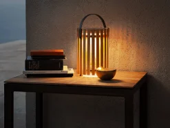 Star Solar-Leuchte small Alu Teak mit Tragegriff