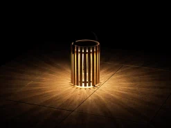 Star Solar-Leuchte small Alu Teak mit Tragegriff