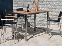 Stehtisch Outdoor Edelstahl Barolo Teakholz 138x80cm