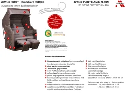 Strandkorb PURE® Classic XL Sun stone grey Dessin 466