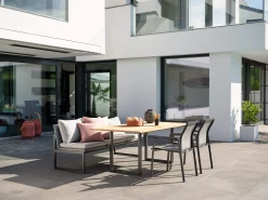 Tammo 3-Sitzer Bank Dining-Lounge Alu schwarz matt Textilen
