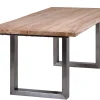 Teakholz Baumkante Edelstahl Kufentisch 220x100cm