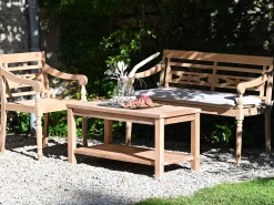 Teak Holz Gartenbank Sanur Ornament