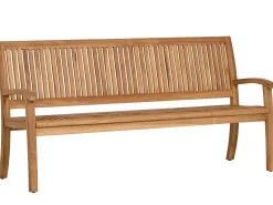 Teak Holz Gartenbank Wave 180cm 4-Sitzer