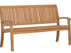 Teak Holz Gartenbank Wave 150cm 3-Sitzer