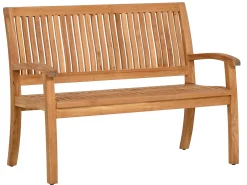 Teak Holz Gartenbank Wave 120cm 2-Sitzer