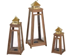 Teakholz Laternen 3-er Set Bali