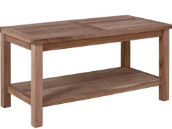 Teakholz Lounge Beistelltisch Doppelstock 100x50cm