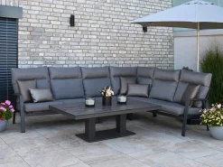 5-teiliges Alu Eck Loungeset Providence HPL Lifttisch 160x90cm