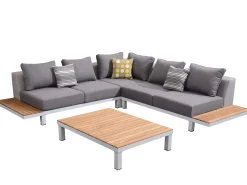 4-teiliges Lounge Möbel Set Katamaran Alu Teak Ecklounge white