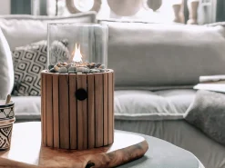 Tischfeuer Cosiscoop Timber Teakholz round Ø18cm