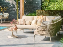 Tosca Eck-Loungeset 6-teilig Alu Rope Camel Sand | Kissen mixed weave